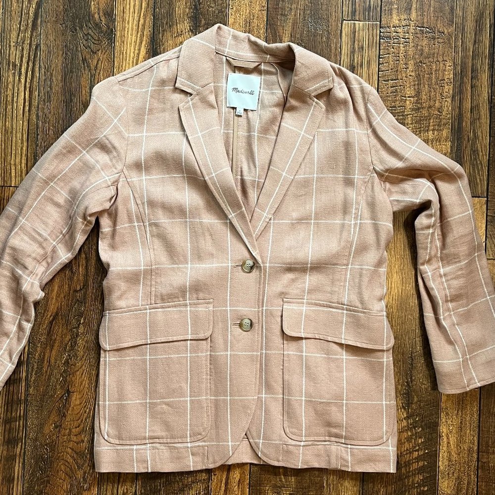 Madewell Larson Blazer in Blush/Windowpane